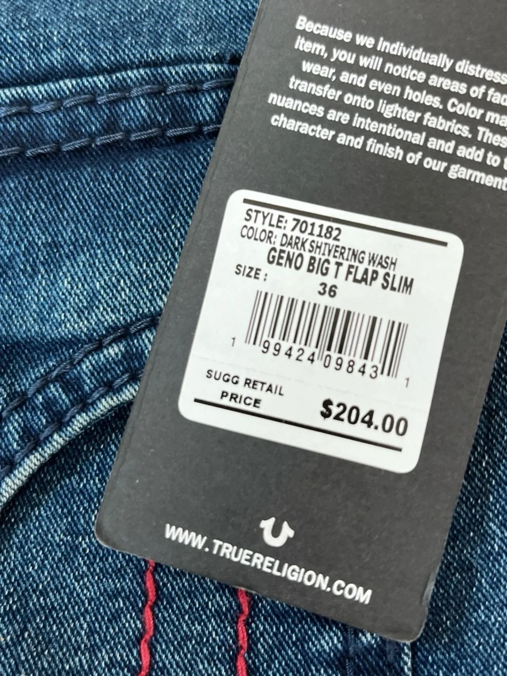 True Religion Men’s Slim Straight Jeans in Dark Blue